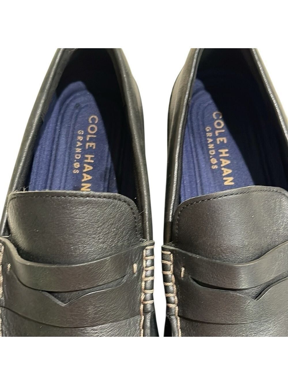 Cole Haan Grand.0S Leather Moc Toe Slip on Penny Loafer SZ 11 Black Worn Once - Picture 6 of 7